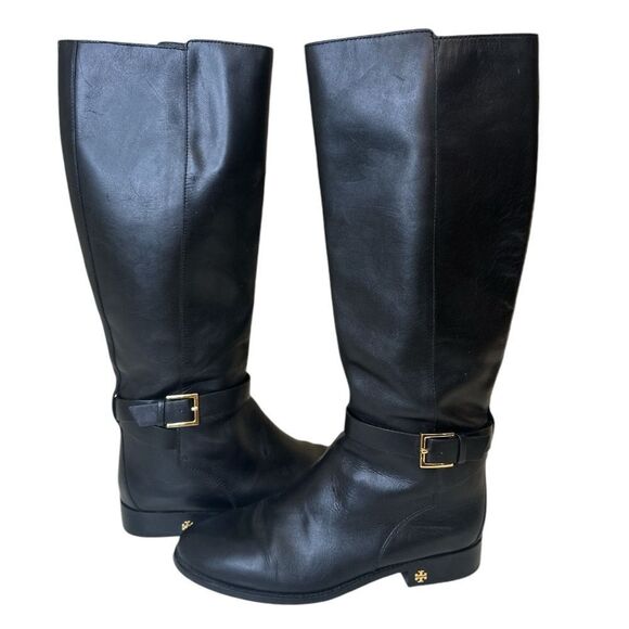 TORY BURCH Thora Black Patent Leather Boots - Picture 1 of 13